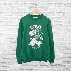 Casablanca Equipement Sportif Sweatshirt in Green Organic Cotton size Medium